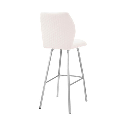 Armen Living - Tandy White Faux Leather and Brushed Stainless Steel 26in Counter Stool - LCTNBABSWH26 veiw 4