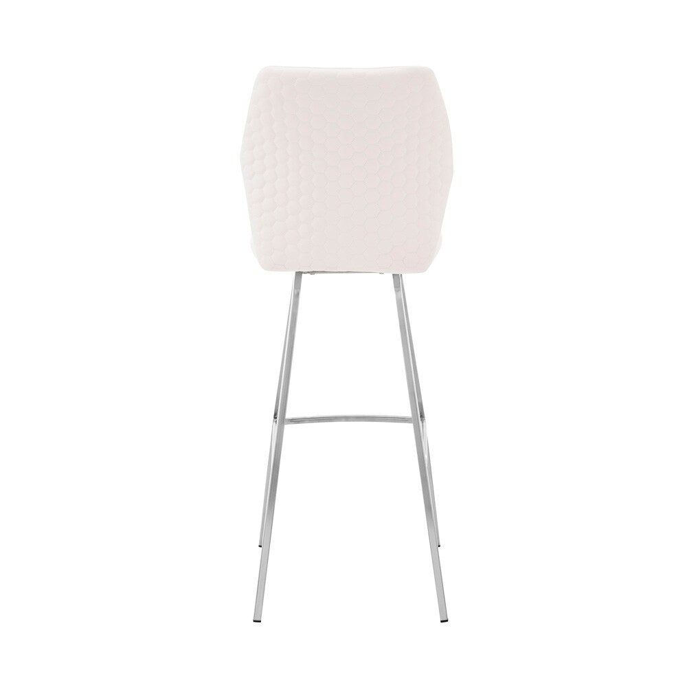 Armen Living - Tandy White Faux Leather and Brushed Stainless Steel 26in Counter Stool - LCTNBABSWH26 veiw 5