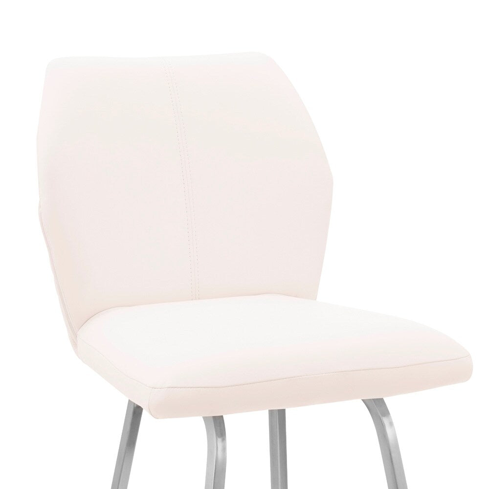 Armen Living - Tandy White Faux Leather and Brushed Stainless Steel 26in Counter Stool - LCTNBABSWH26 veiw 6