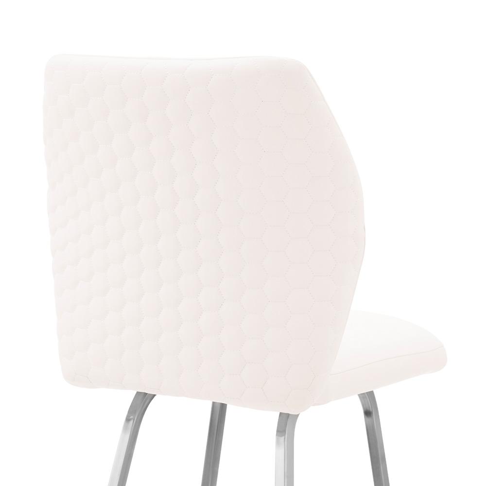 Armen Living - Tandy White Faux Leather and Brushed Stainless Steel 26in Counter Stool - LCTNBABSWH26 veiw 7