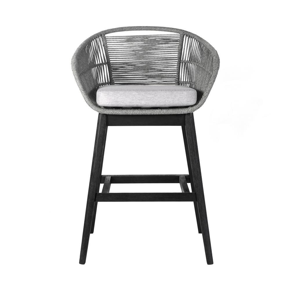 Armen Living - Tutti Frutti Indoor Outdoor Bar Height Bar Stool in Black Brushed Wood with Grey Rope - LCTFBAGRBL30 veiw 2