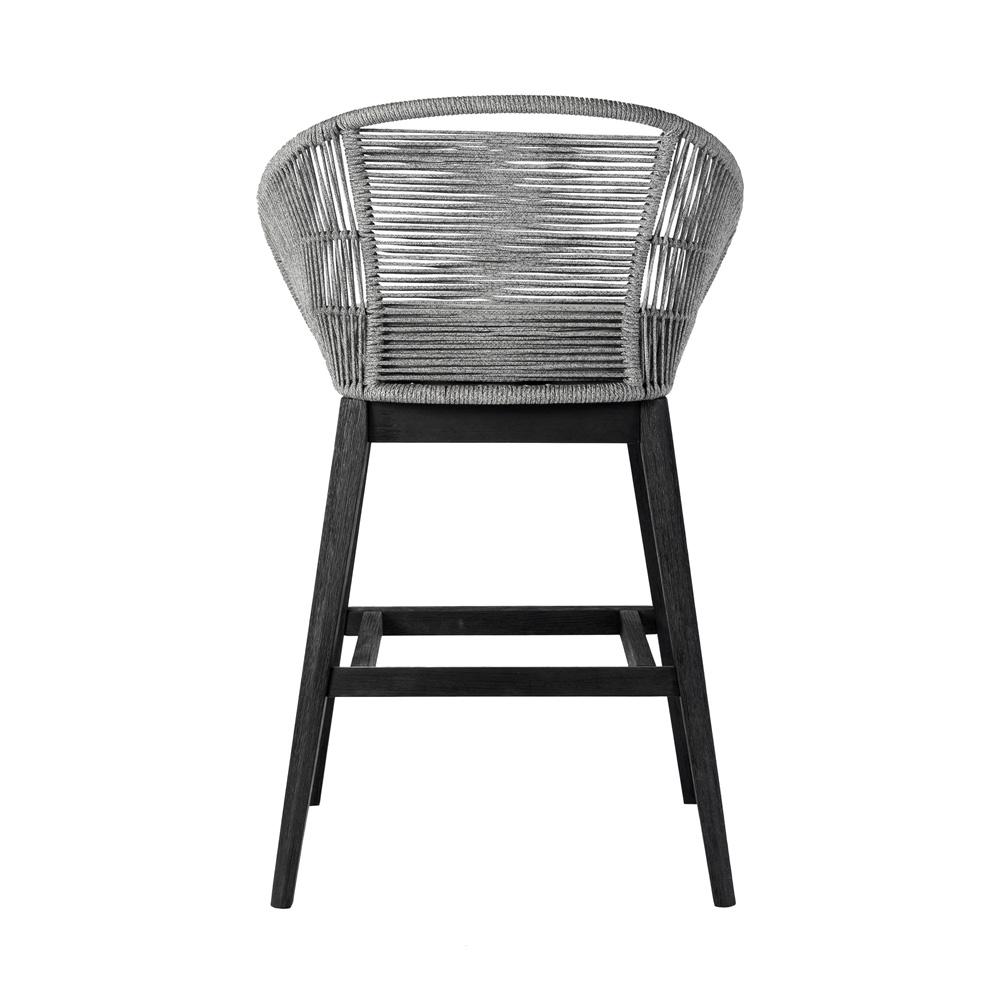 Armen Living - Tutti Frutti Indoor Outdoor Bar Height Bar Stool in Black Brushed Wood with Grey Rope - LCTFBAGRBL30 veiw 4