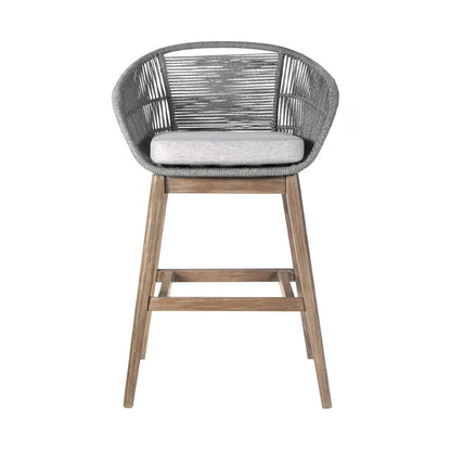 Armen Living - Tutti Frutti Indoor Outdoor Bar Height Bar Stool in Aged Teak Wood with Grey Rope - LCTFBAGRTK30 veiw 2