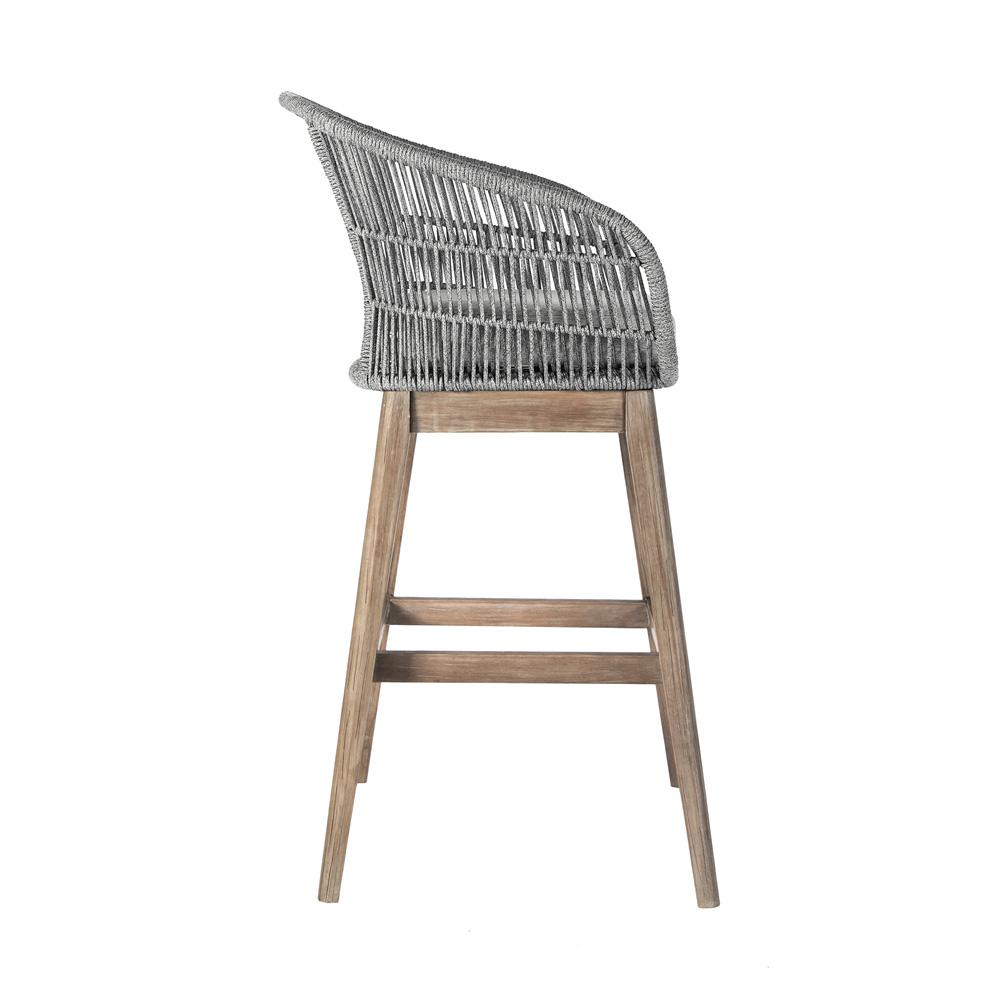 Armen Living - Tutti Frutti Indoor Outdoor Bar Height Bar Stool in Aged Teak Wood with Grey Rope - LCTFBAGRTK30 veiw 3