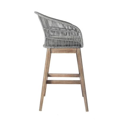 Armen Living - Tutti Frutti Indoor Outdoor Bar Height Bar Stool in Aged Teak Wood with Grey Rope - LCTFBAGRTK30 veiw 3