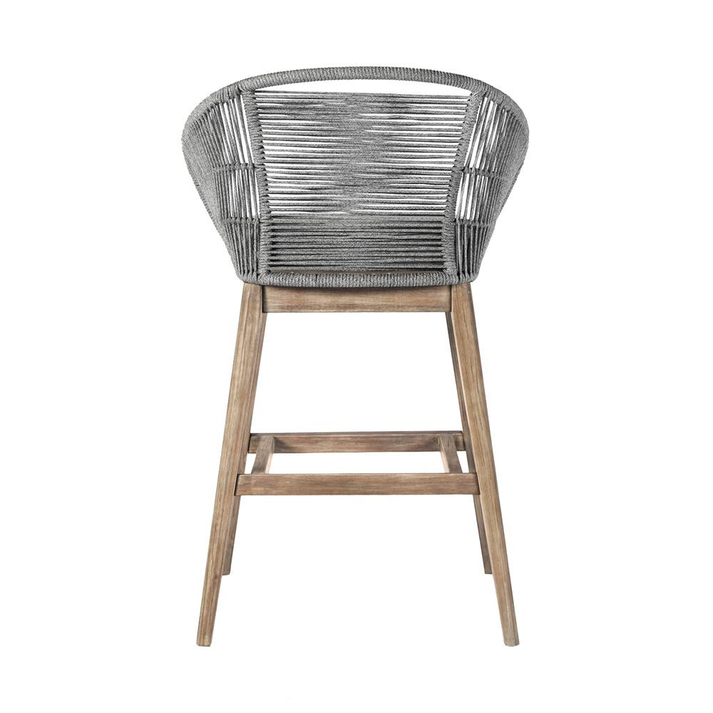 Armen Living - Tutti Frutti Indoor Outdoor Bar Height Bar Stool in Aged Teak Wood with Grey Rope - LCTFBAGRTK30 veiw 4