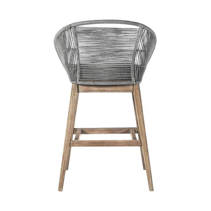 Armen Living - Tutti Frutti Indoor Outdoor Bar Height Bar Stool in Aged Teak Wood with Grey Rope - LCTFBAGRTK30 veiw 4