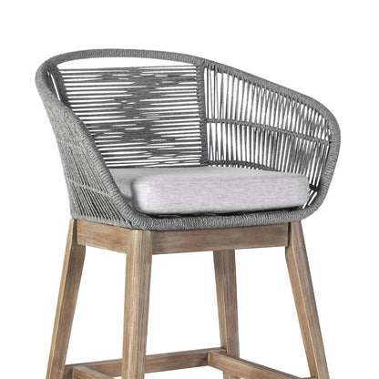 Armen Living - Tutti Frutti Indoor Outdoor Bar Height Bar Stool in Aged Teak Wood with Grey Rope - LCTFBAGRTK30 veiw 5