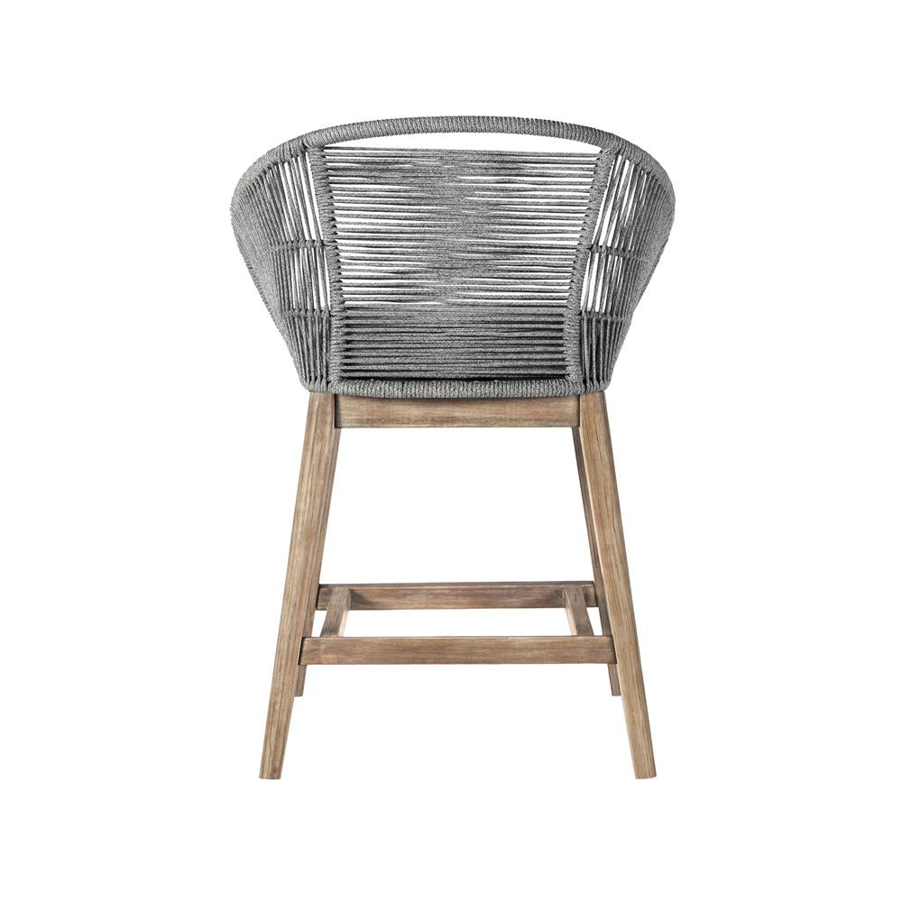 Armen Living - Tutti Frutti Indoor Outdoor Counter Height Bar Stool in Aged Teak Wood with Grey Rope - LCTFBAGRTK26 veiw 4
