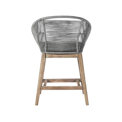 Armen Living - Tutti Frutti Indoor Outdoor Counter Height Bar Stool in Aged Teak Wood with Grey Rope - LCTFBAGRTK26 veiw 4