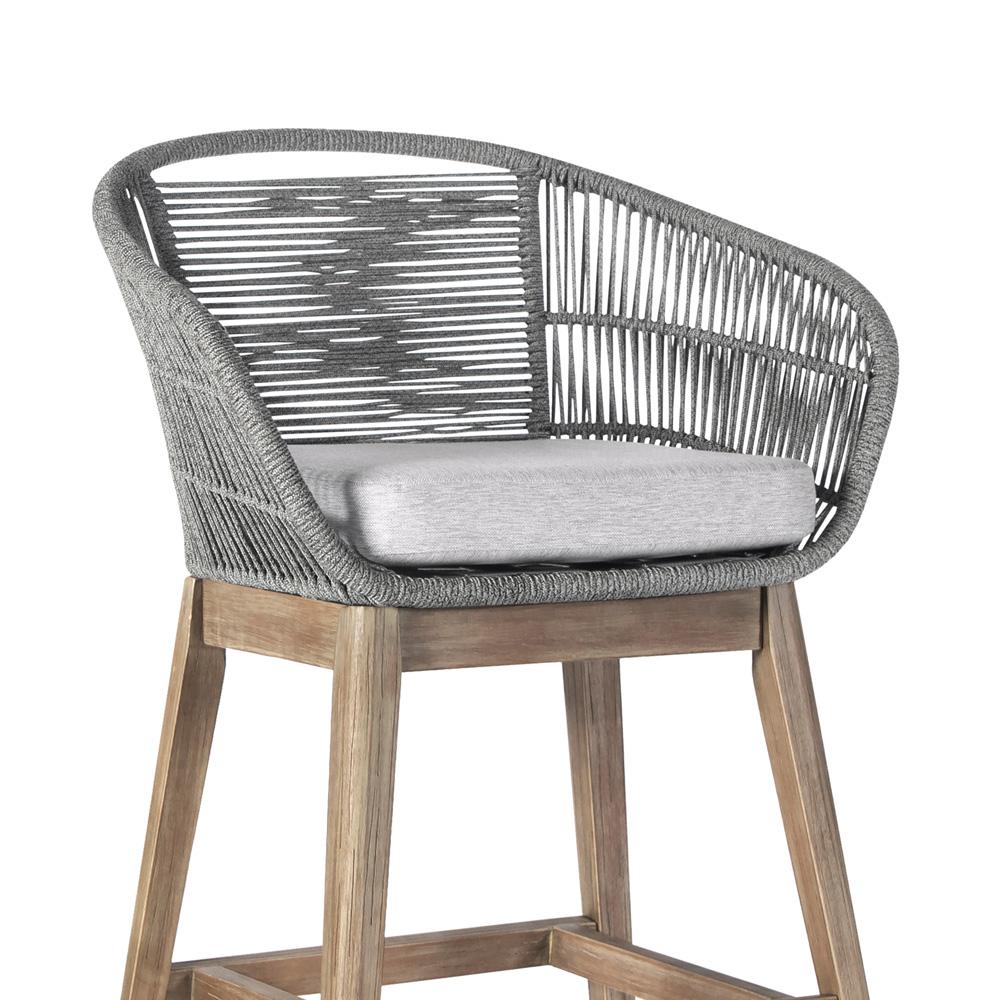 Armen Living - Tutti Frutti Indoor Outdoor Counter Height Bar Stool in Aged Teak Wood with Grey Rope - LCTFBAGRTK26 veiw 5