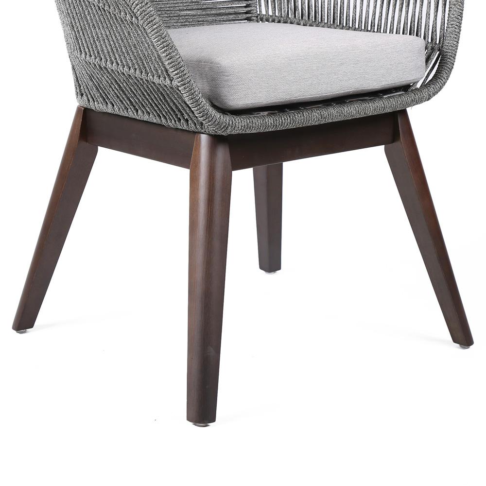 Armen Living - Tutti Frutti Indoor Outdoor Dining Chair in Dark Eucalyptus Wood with Latte Rope and Grey Cushions - LCTFSIGRY veiw 6