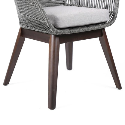 Armen Living - Tutti Frutti Indoor Outdoor Dining Chair in Dark Eucalyptus Wood with Latte Rope and Grey Cushions - LCTFSIGRY veiw 6