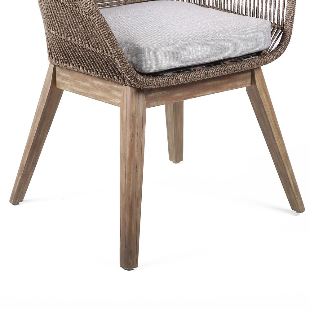 Armen Living - Tutti Frutti Indoor Outdoor Dining Chair in Light Eucalyptus Wood with Latte Rope and Grey Cushion - LCTFSITRU veiw 6