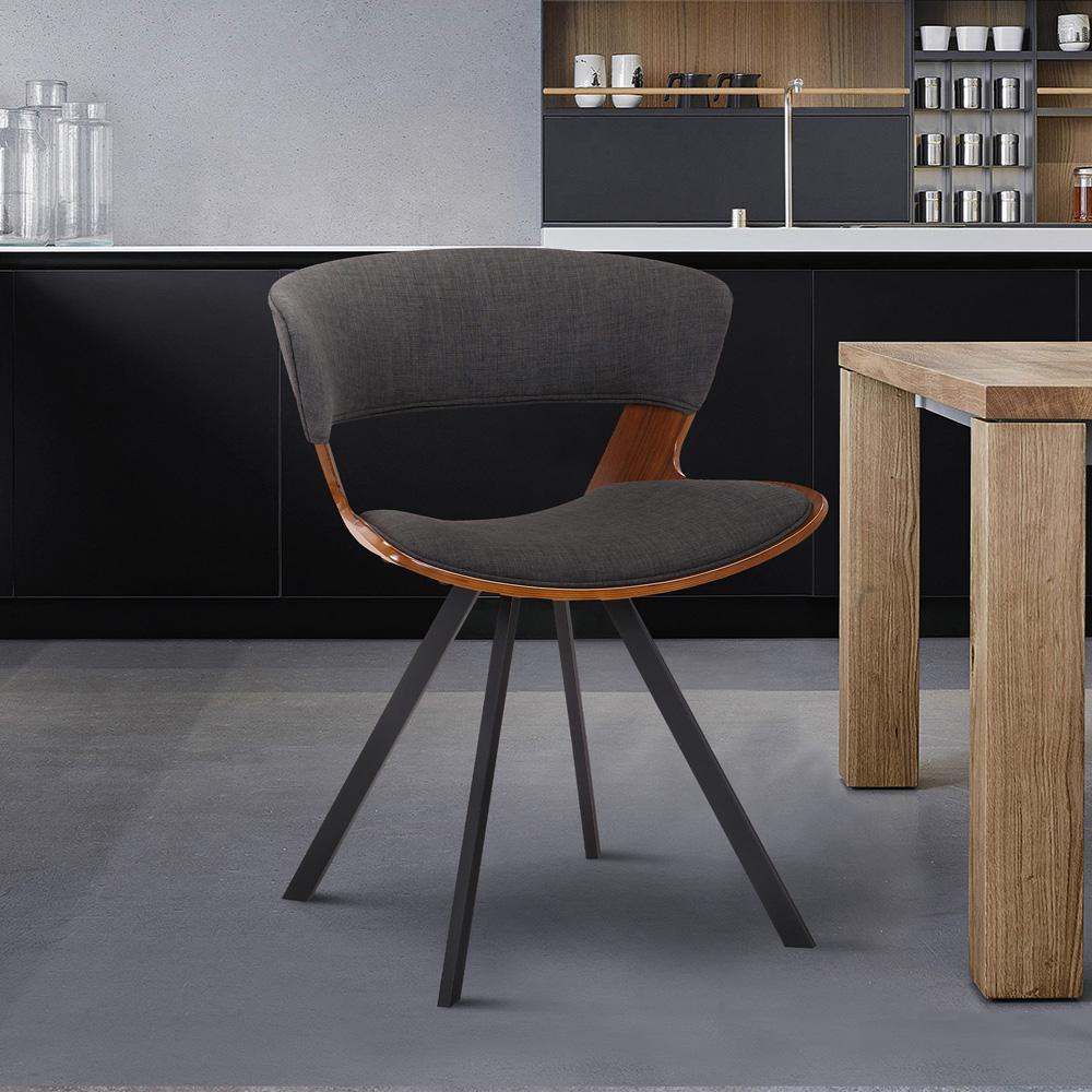 Armen Living - Ulric Wood and Metal Modern Dining Room Accent Chair in Charcoal Grey - LCULSIWACH veiw 6