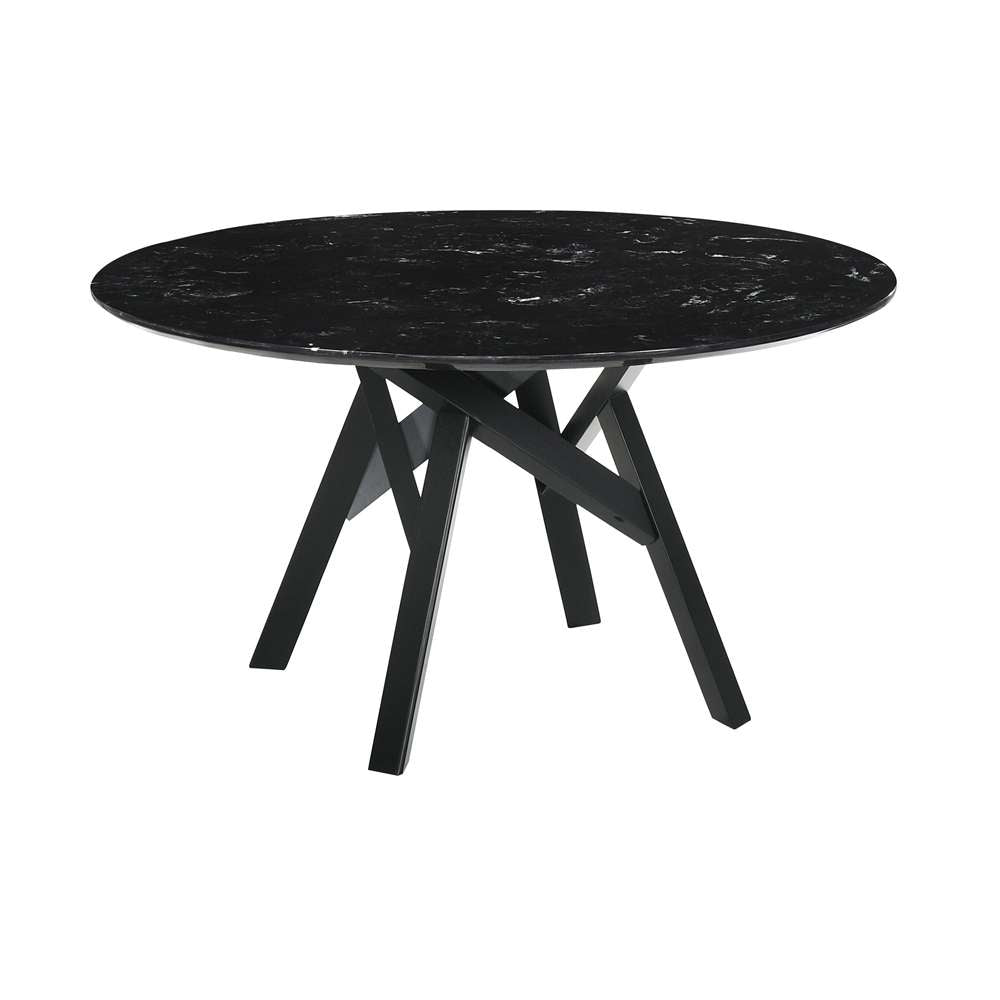 Armen Living - Venus 54in Round Mid-Century Modern Black Marble Dining Table with Black Wood Legs - LCVEDIBLK veiw 1