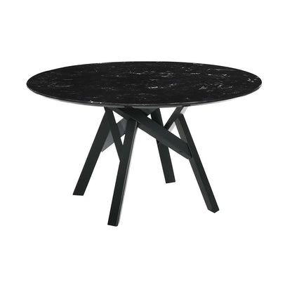 Armen Living - Venus 54in Round Mid-Century Modern Black Marble Dining Table with Black Wood Legs - LCVEDIBLK veiw 1