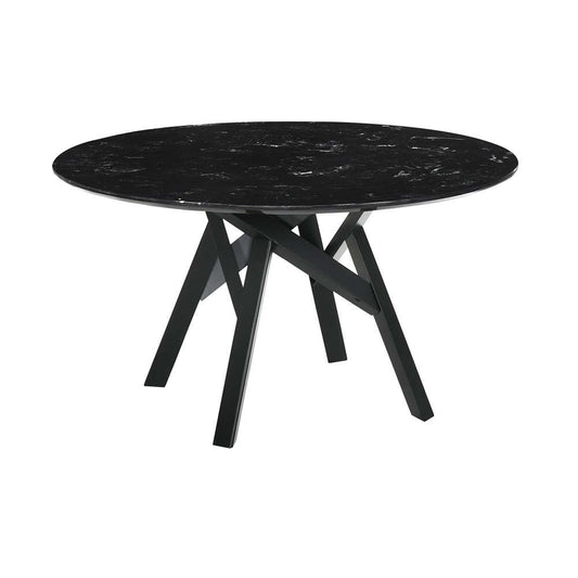 Armen Living - Venus 54in Round Mid-Century Modern Black Marble Dining Table with Black Wood Legs - LCVEDIBLK veiw 1