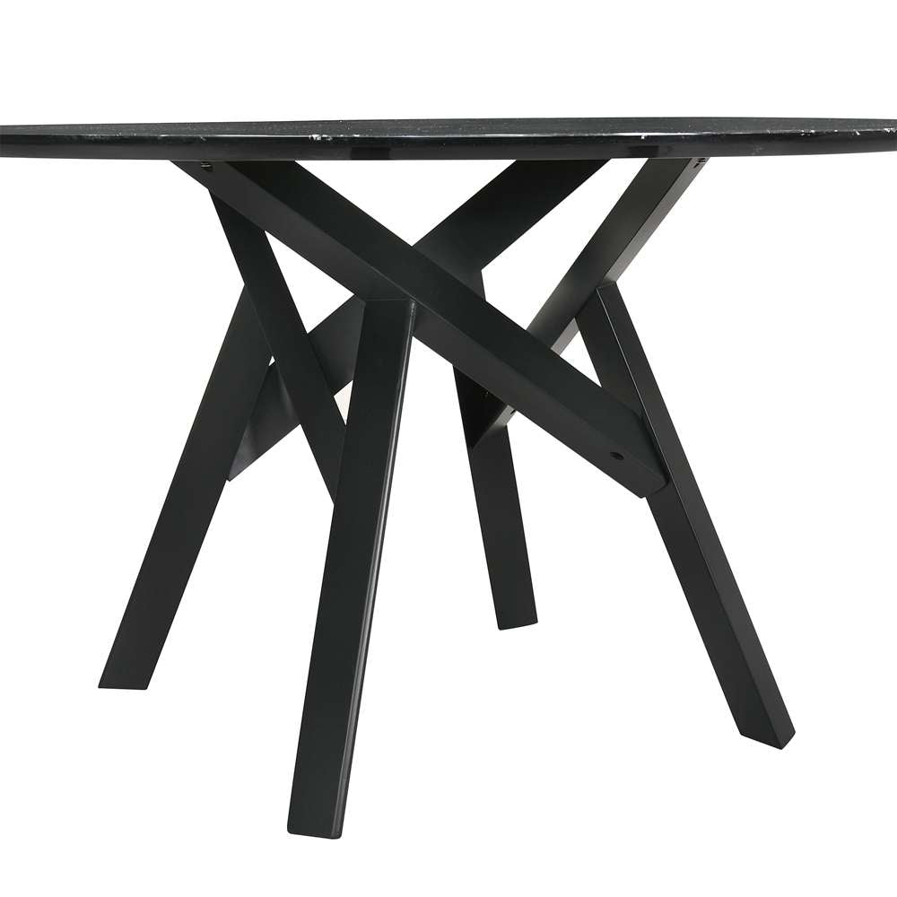 Armen Living - Venus 54in Round Mid-Century Modern Black Marble Dining Table with Black Wood Legs - LCVEDIBLK veiw 2