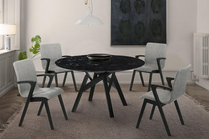 Armen Living - Venus 54in Round Mid-Century Modern Black Marble Dining Table with Black Wood Legs - LCVEDIBLK veiw 5