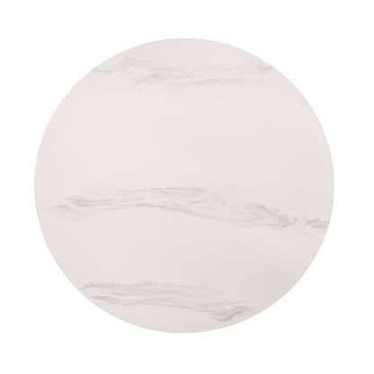 Armen Living - Venus 54in Round Mid-Century Modern White Marble Dining Table with Walnut Wood Legs - LCVEDIWA veiw 3