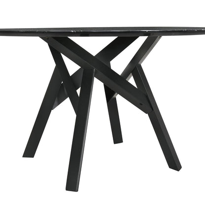 Armen Living - Venus and Jackie 5 Piece Black Marble Round Dining Set - SETVEDIBLK5E veiw 7