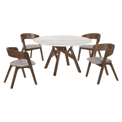 Armen Living - Venus and Jackie 5 Piece Walnut and Marble Round Dining Set - SETVEDIWA5D veiw 1
