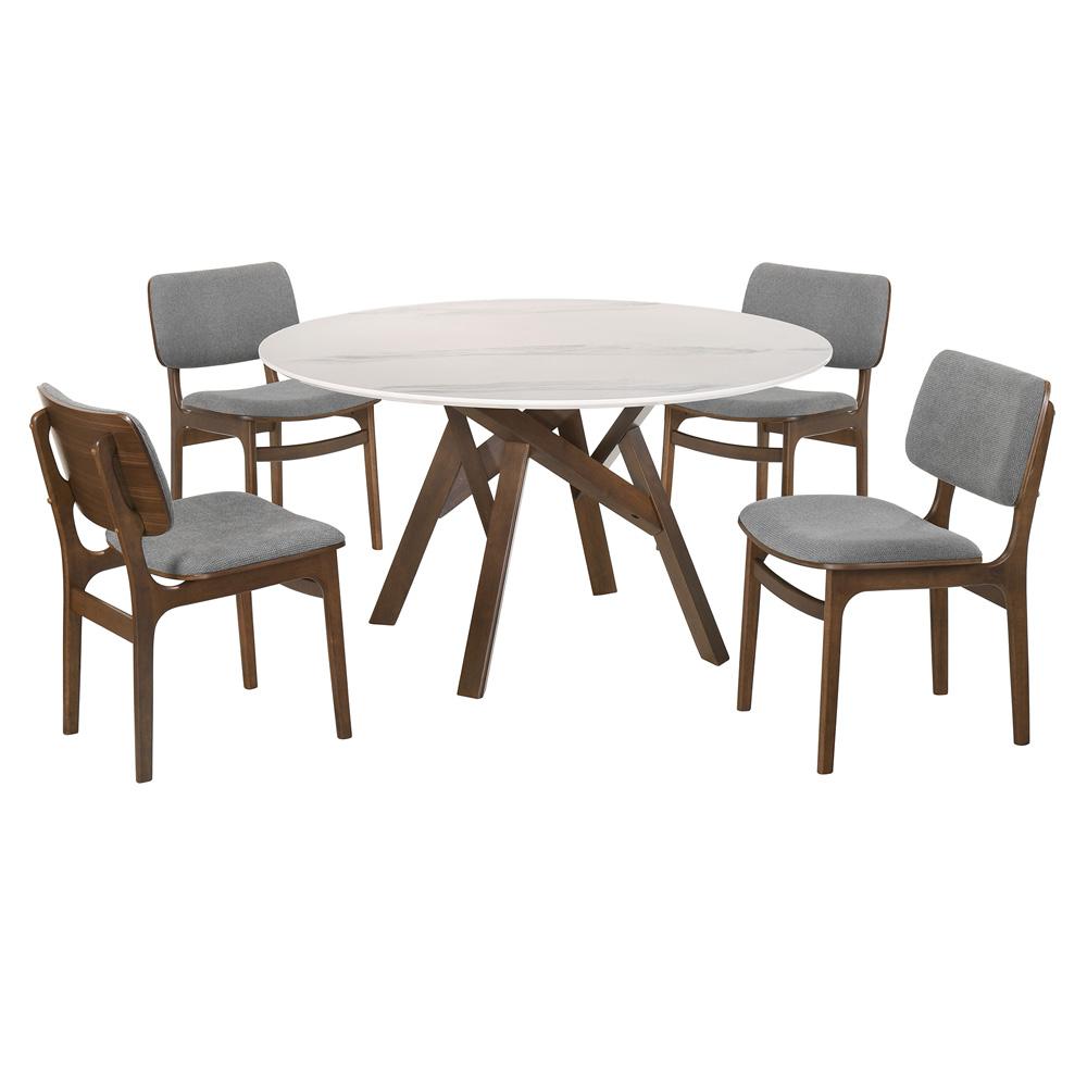 Armen Living - Venus and Lima 5 Piece Walnut and Marble Round Dining Set - SETVEDIWA5C veiw 1
