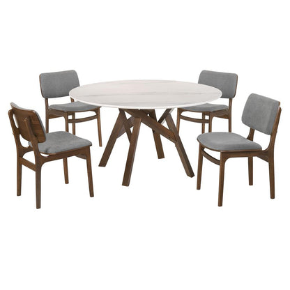 Armen Living - Venus and Lima 5 Piece Walnut and Marble Round Dining Set - SETVEDIWA5C veiw 1