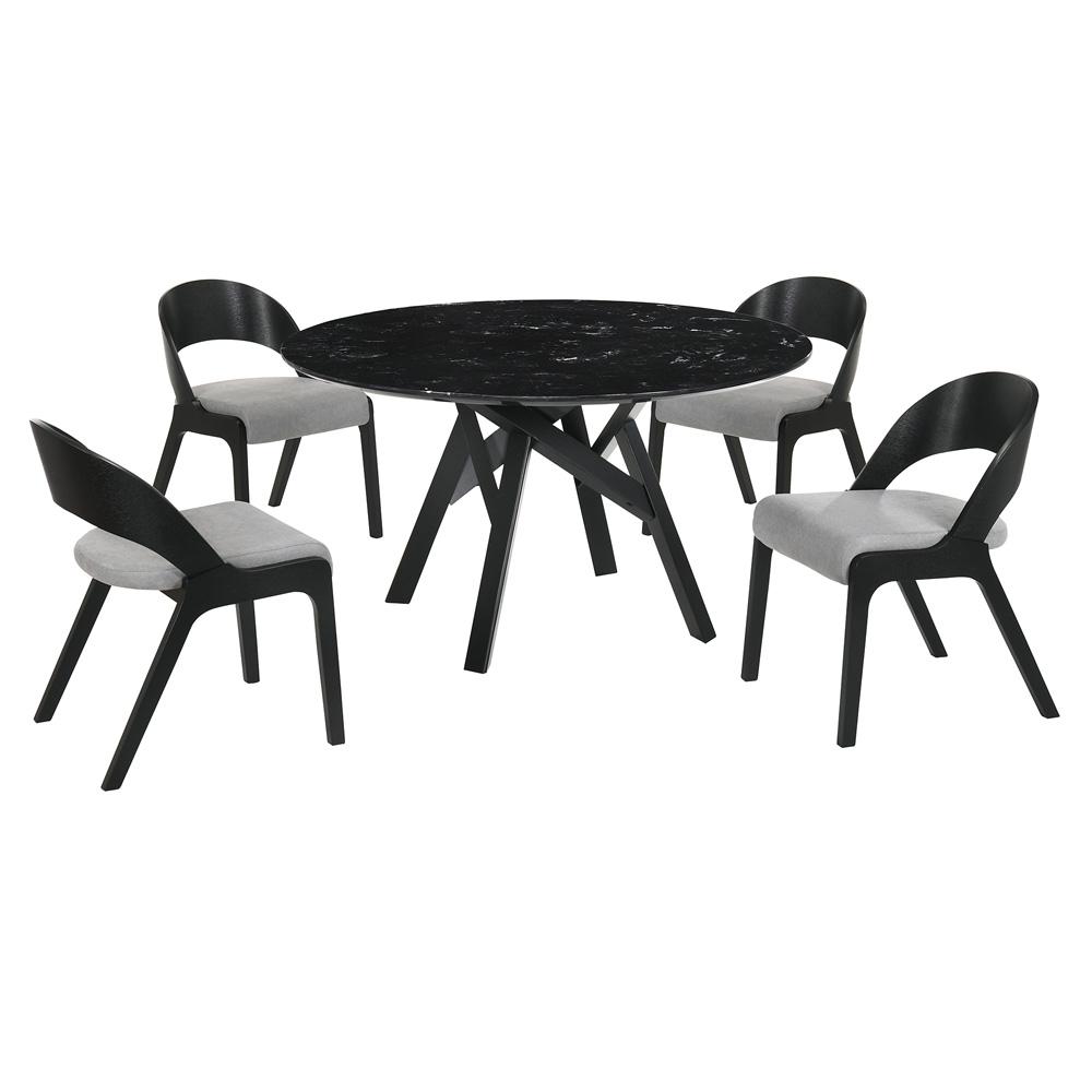 Armen Living - Venus and Polly 5 Piece Black Marble Round Dining Set - SETVEDIBLK5C veiw 1