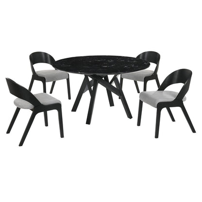 Armen Living - Venus and Polly 5 Piece Black Marble Round Dining Set - SETVEDIBLK5C veiw 1