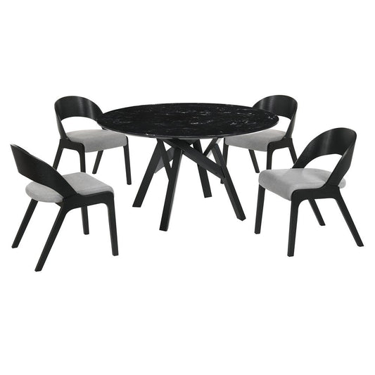 Armen Living - Venus and Polly 5 Piece Black Marble Round Dining Set - SETVEDIBLK5C veiw 1