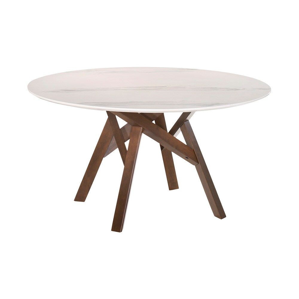 Armen Living - Venus and Polly 5 Piece Walnut and Marble Round Dining Set - SETVEDIWA5B veiw 5