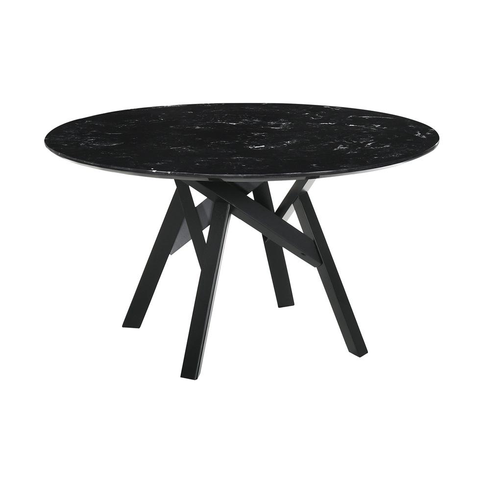 Armen Living - Venus and Rowan 5 Piece Black Marble Round Dining Set - SETVEDIBLK5B veiw 5