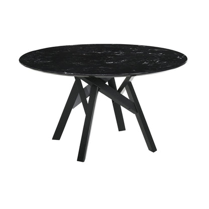 Armen Living - Venus and Rowan 5 Piece Black Marble Round Dining Set - SETVEDIBLK5B veiw 5