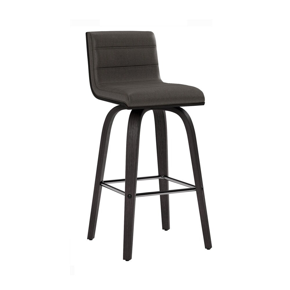 Armen Living - Vienna 26in Counter Height Swivel Grey Faux Leather and Black Wood Bar Stool - LCVIBAGRBL26 veiw 1