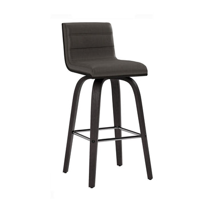 Armen Living - Vienna 26in Counter Height Swivel Grey Faux Leather and Black Wood Bar Stool - LCVIBAGRBL26 veiw 1
