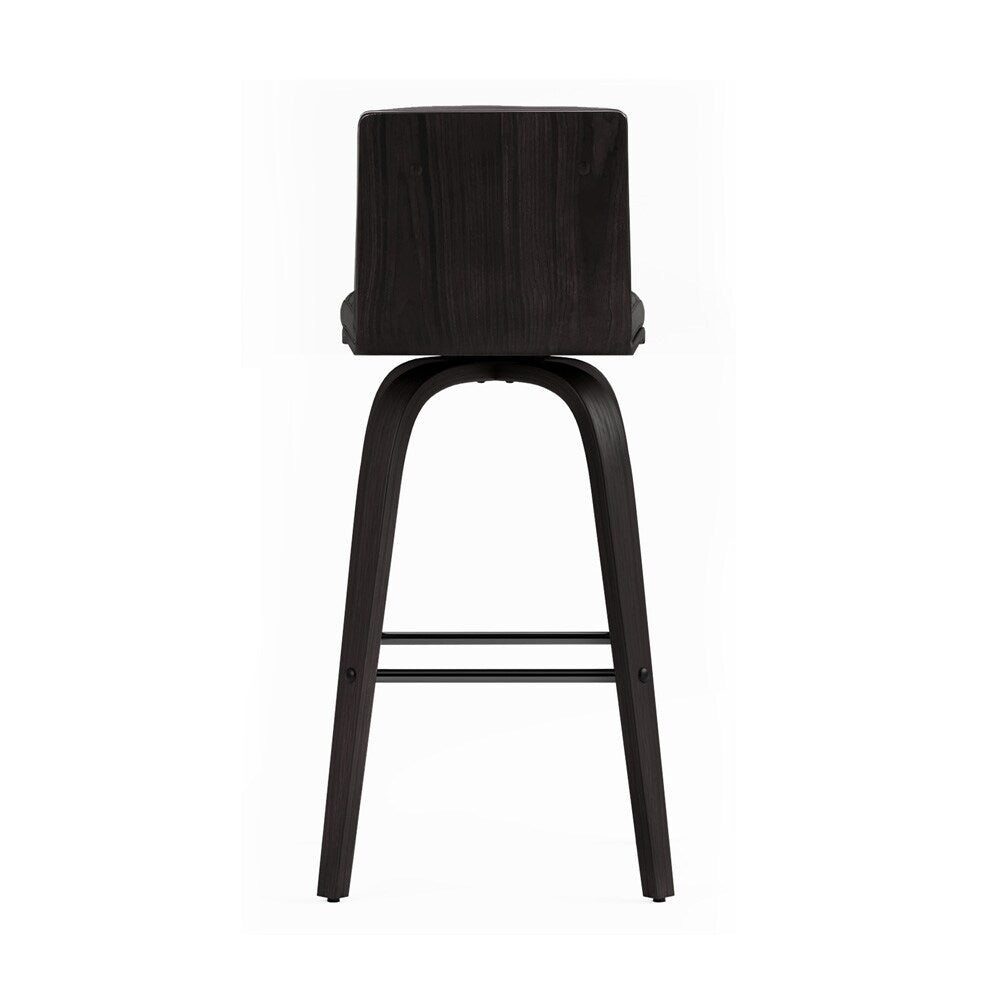 Armen Living - Vienna 26in Counter Height Swivel Grey Faux Leather and Black Wood Bar Stool - LCVIBAGRBL26 veiw 2