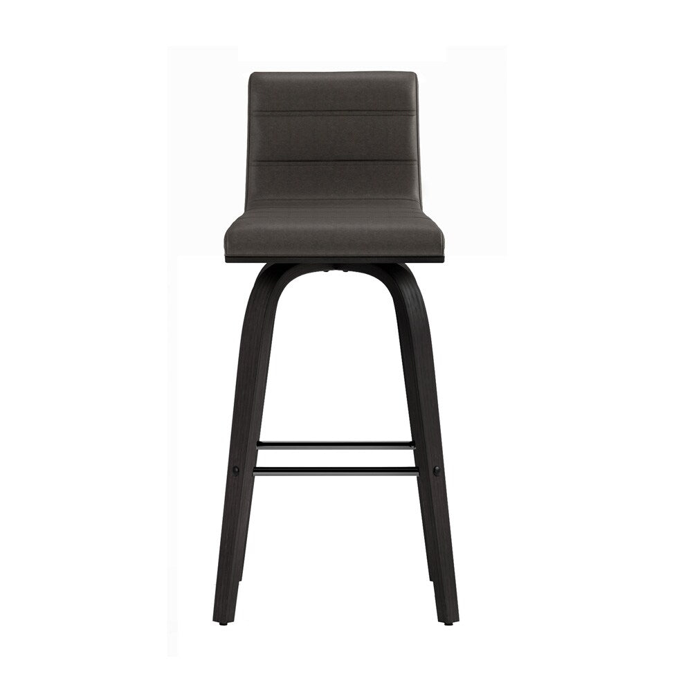 Armen Living - Vienna 26in Counter Height Swivel Grey Faux Leather and Black Wood Bar Stool - LCVIBAGRBL26 veiw 3