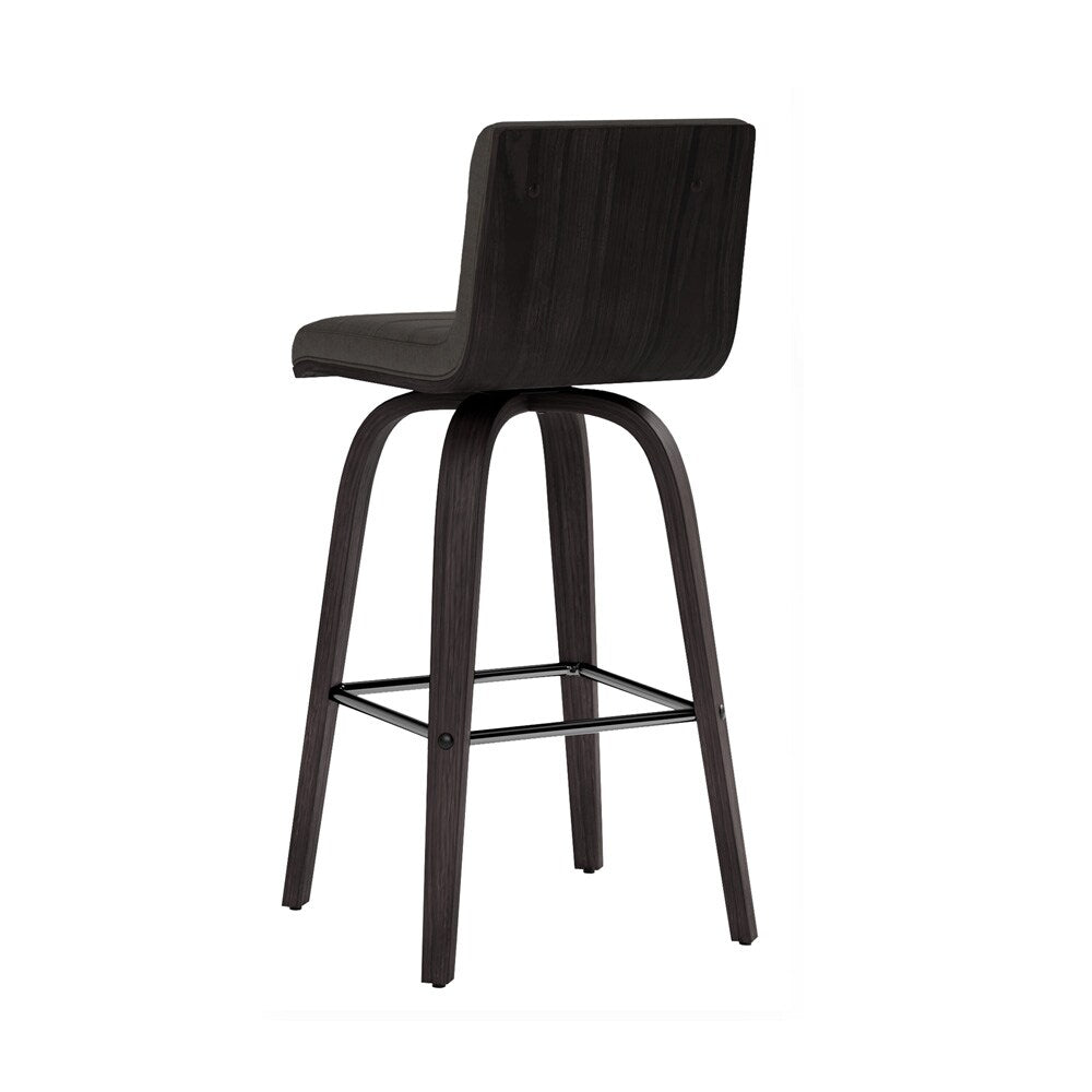Armen Living - Vienna 26in Counter Height Swivel Grey Faux Leather and Black Wood Bar Stool - LCVIBAGRBL26 veiw 5