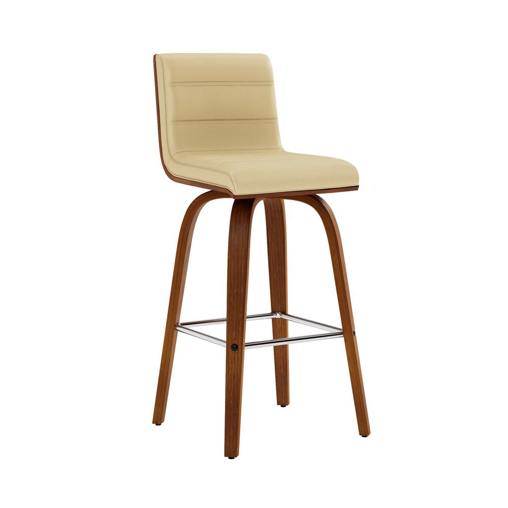 Armen Living - Vienna 26in Counter Height Swivel Cream Faux Leather and Walnut Wood Bar Stool - LCVIBACRWA26 veiw 1