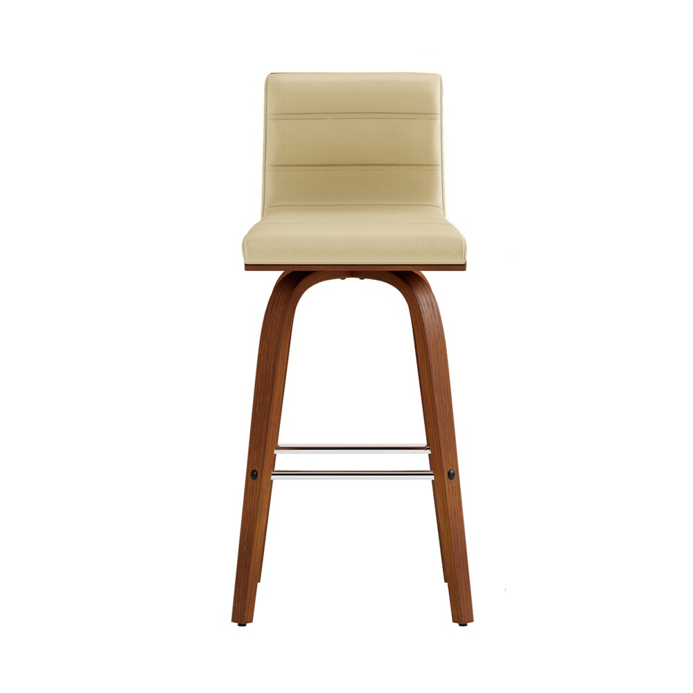 Armen Living - Vienna 26in Counter Height Swivel Cream Faux Leather and Walnut Wood Bar Stool - LCVIBACRWA26 veiw 3