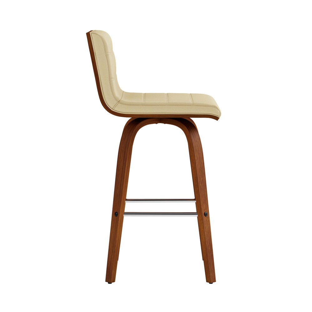 Armen Living - Vienna 26in Counter Height Swivel Cream Faux Leather and Walnut Wood Bar Stool - LCVIBACRWA26 veiw 4