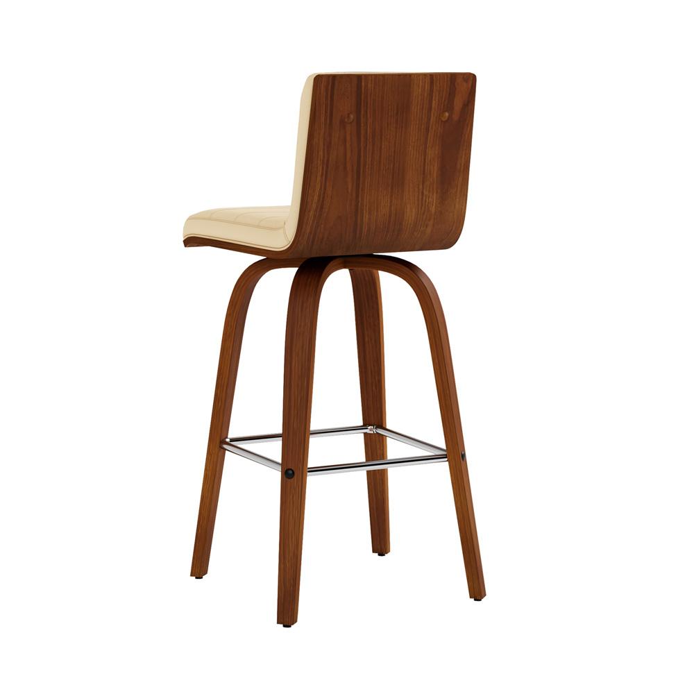Armen Living - Vienna 26in Counter Height Swivel Cream Faux Leather and Walnut Wood Bar Stool - LCVIBACRWA26 veiw 5