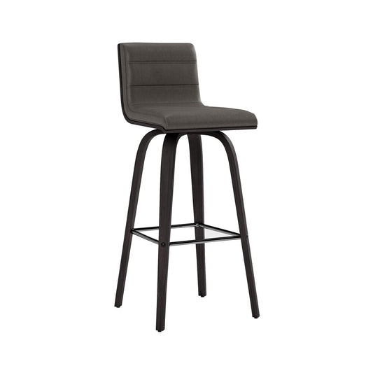 Armen Living - Vienna 30in Bar Height Swivel Grey Faux Leather and Black Wood Bar Stool - LCVIBAGRBL30 veiw 1