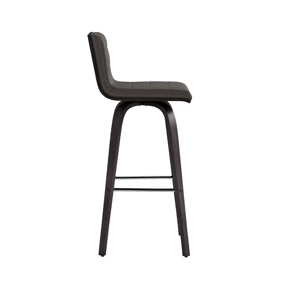 Armen Living - Vienna 30in Bar Height Swivel Grey Faux Leather and Black Wood Bar Stool - LCVIBAGRBL30 veiw 4