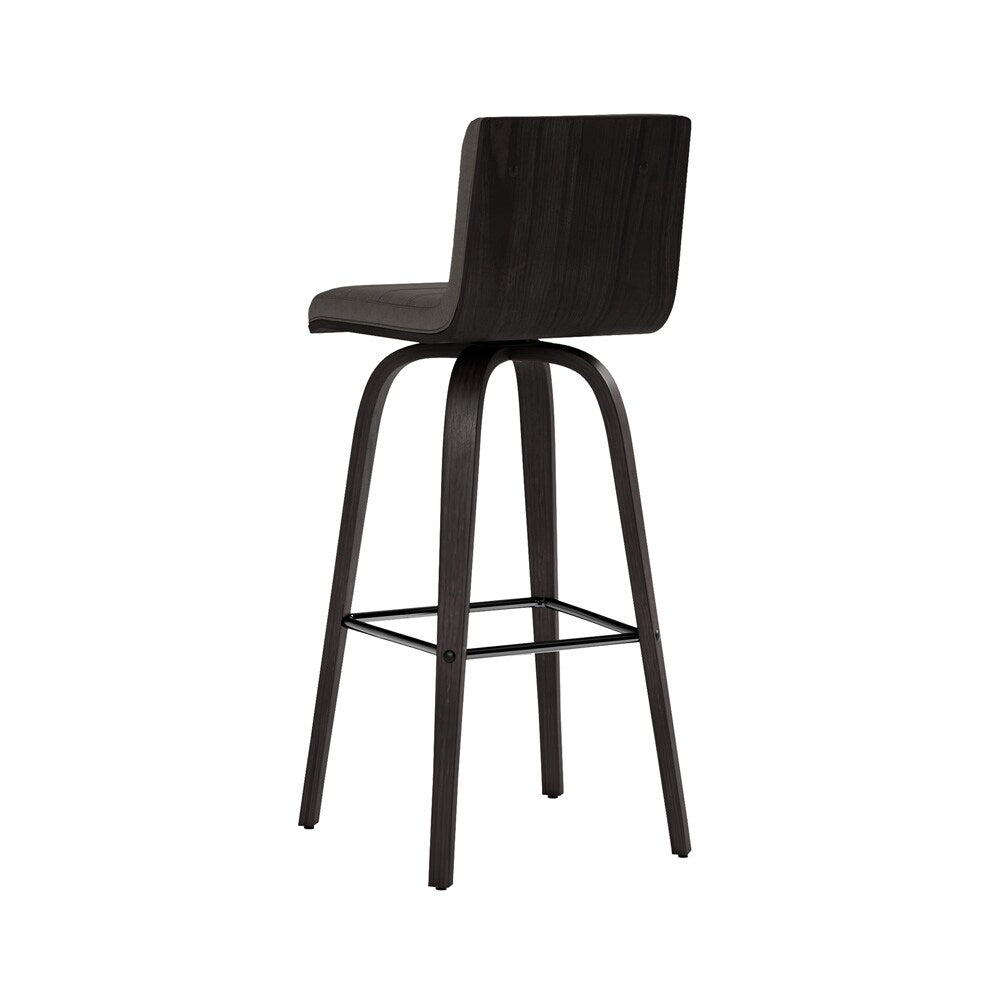 Armen Living - Vienna 30in Bar Height Swivel Grey Faux Leather and Black Wood Bar Stool - LCVIBAGRBL30 veiw 5