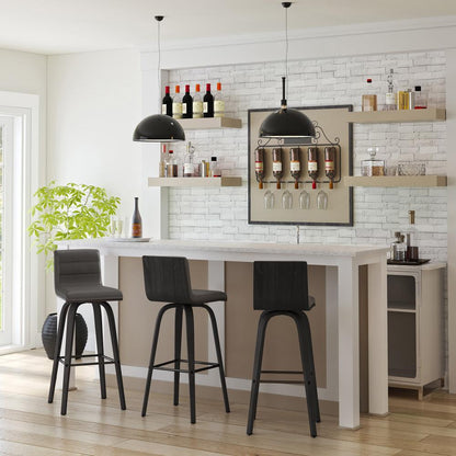 Armen Living - Vienna 30in Bar Height Swivel Grey Faux Leather and Black Wood Bar Stool - LCVIBAGRBL30 veiw 6
