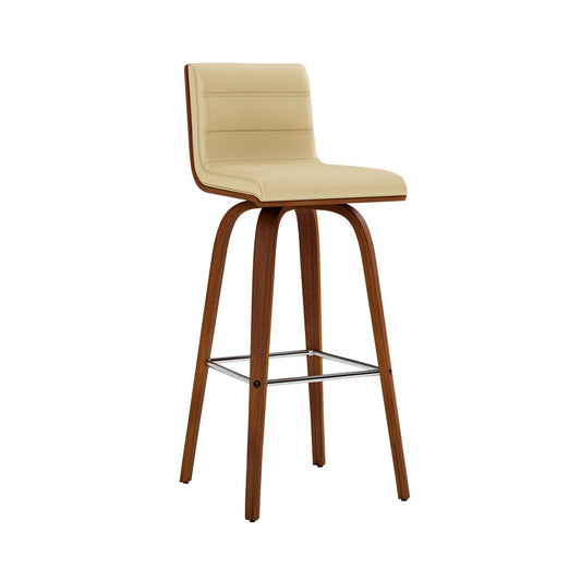 Armen Living - Vienna 30in Bar Height Swivel Cream Faux Leather and Walnut Wood Bar Stool - LCVIBACRWA30 veiw 1