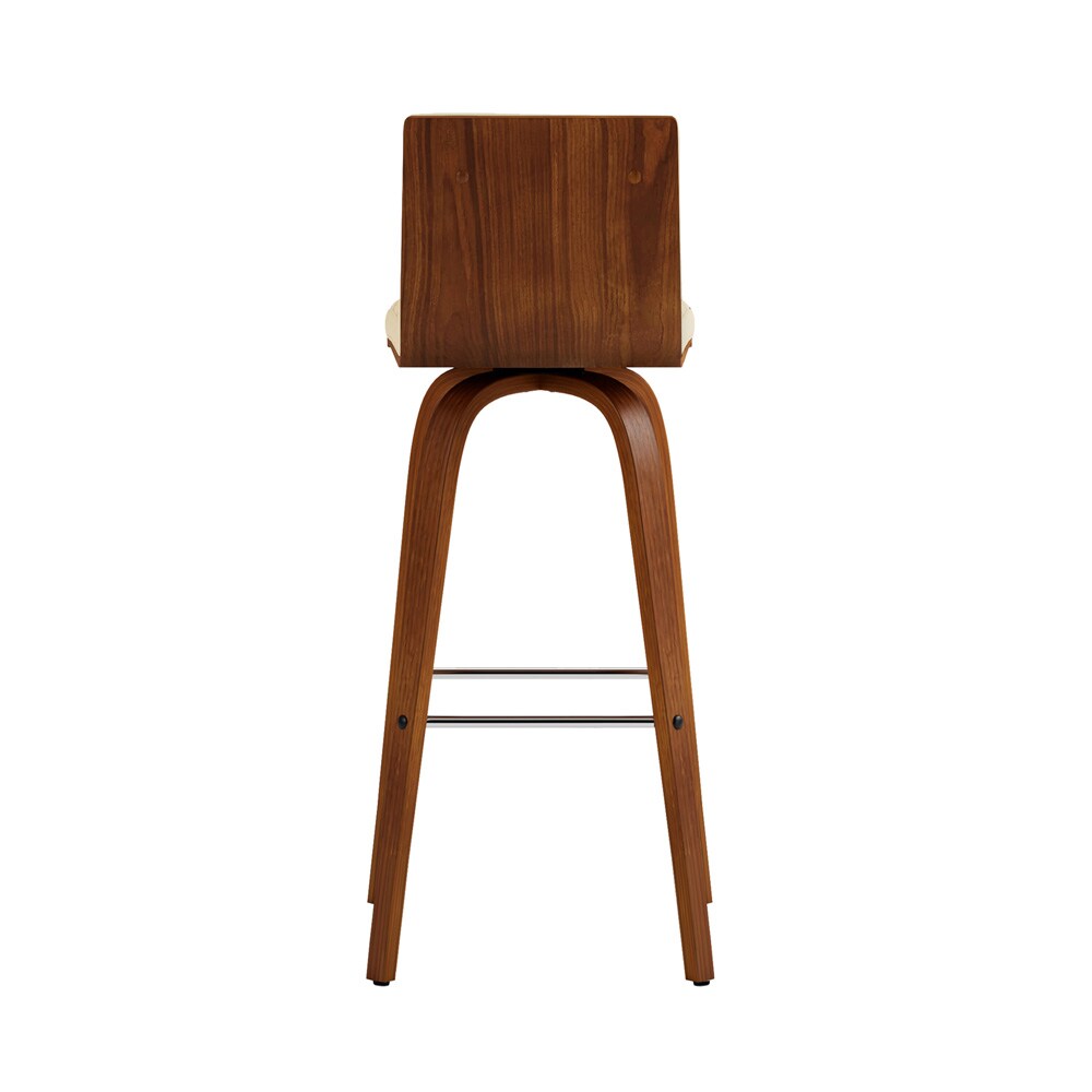 Armen Living - Vienna 30in Bar Height Swivel Cream Faux Leather and Walnut Wood Bar Stool - LCVIBACRWA30 veiw 2